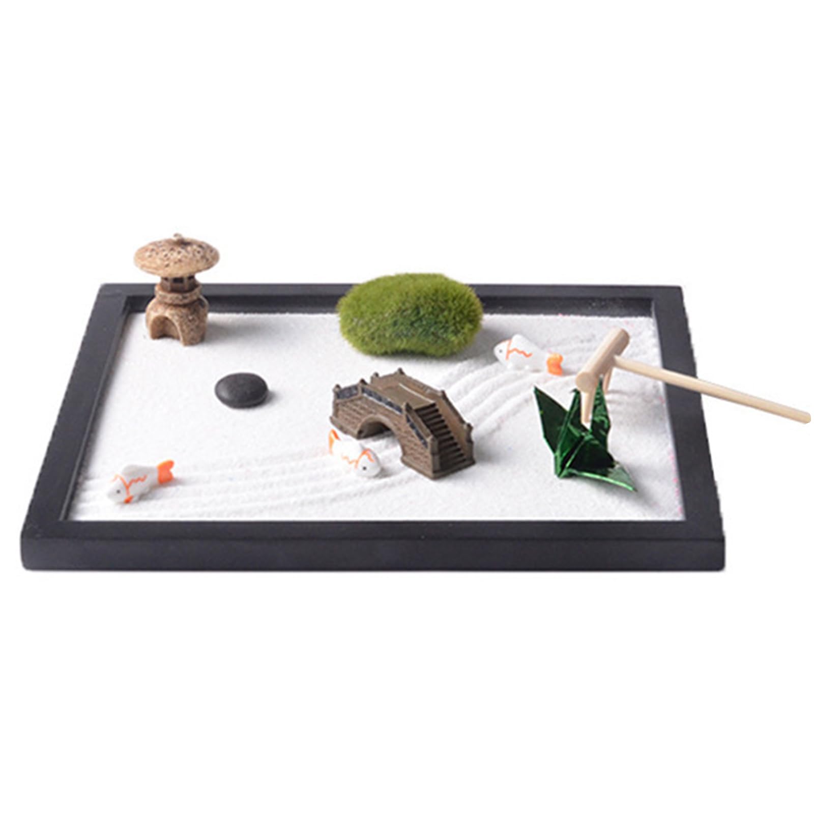 Minis Zenes Garden Set Japanese Sand for Desk with Rakes, Stand, Rock Table Accessories Meditations Gift Japanese Set for Desk