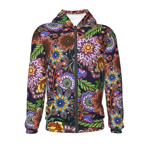 Vintage Floral Kid Hoodies Boys Zip Up Sweatshirts Girls Pullover with Pocket2