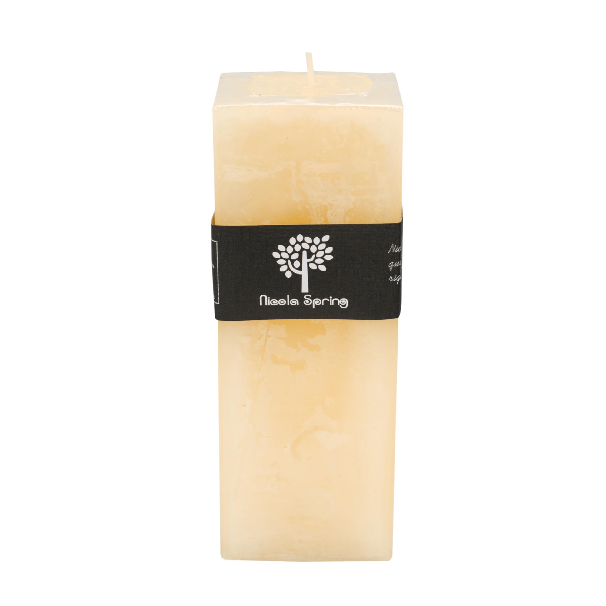 Nicola Spring Scented Pillar Candle - Vanilla Scent - 110 Hour Burning Time - Vanilla Candles Ivory Square Pillar Aromatherapy for Home Fragrance, Kitchen, Living Room, Bedroom