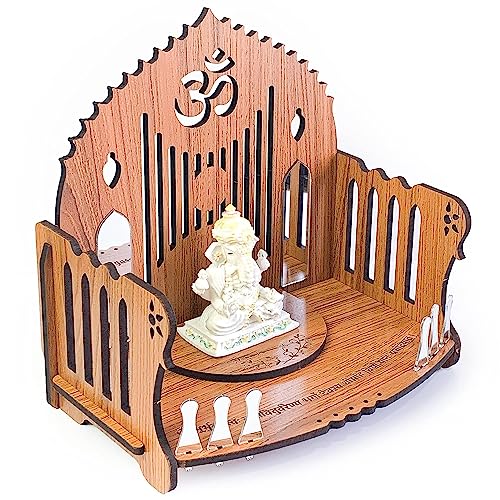 Templo de madera MDF Ayodhya Ram Mandir para hogar, altar de roble beige de 20cm 2