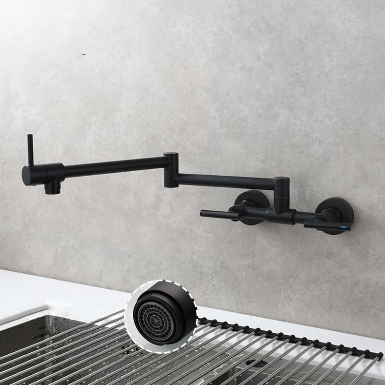 Mitigeur d'évier mural rabattable noir pour optimiser l'espace de votre cuisine - 3