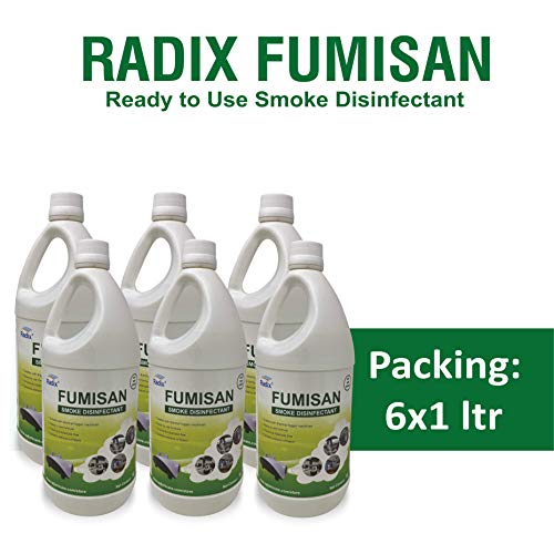 Image of RADIX FUMISAN Ready To Use Smoke Machine Disinfectant Solution, Use With Thermal Fogger Machine (Pack of 6, 6x1 Ltr)