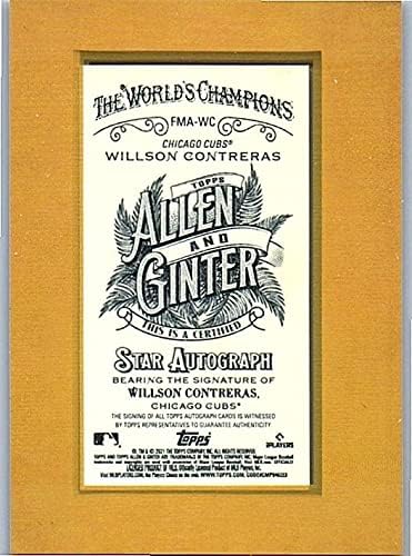 Willson Contreras Autographed Star Framed Mini Collectible Baseball Card - 2021 Topps Allen & Ginter Collectible Baseball Card #FMA-WC (Cubs)