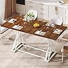 Dwvo 703 large modern dining table for 6 8 people rectangular walnut kitchen dining room table with thick tabletop and white geometric metal legs farmhouse wood dinner tables  urban country home decor