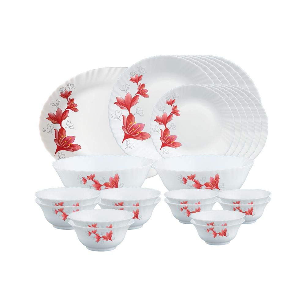 Larah by Borosil Ruby 27-Pc Opalware Dinner Set (White)