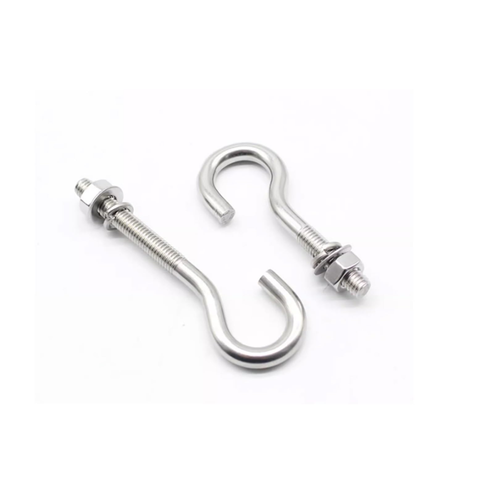 Nickelé Crochets de plafond en métal, crochets à œil à visser, 1 pièce M6 M8 M10 M12 en acier inoxydable 304 (1 pièce M8x78)(M6x125)