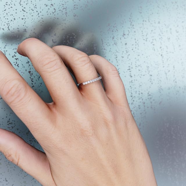 INDRI Solid 10k Gold Wedding Band for women Lab Grown Diamond 0.20 Cttw D-E Color VS1 Stackable Promise Ring Anniversary Ring For Her White Yellow Gold3