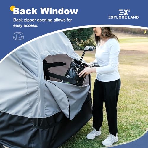 Explore Land Waterproof Golf Cart Cover Universal Fits for Most Brand 2/4/6 Passenger Car(Grey&Black,Fit for 4 Passenger Cart) - Thumbnail 4
