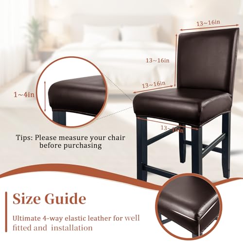 Image of PU Leather Bar Stool Covers with Backs Waterproof Bar Stool Chair Covers