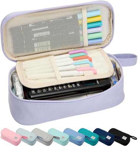 Image of SPACEMATE Pencil Case Pouch Box Bag School Supplies Girls Boys Kids, Cute Preppy Stuff Large Big Capacity Aesthetic Pen Organizer, Back to College Stationary, Light Purple, Standard Stlye, 1800ml