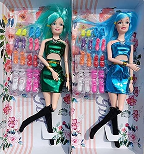 KickartKickart 2 Pcs Beautiful Smile Face Single Doll for Girls Kids Birthday Gifts Home Decoration(All Joint Moveable) Pack of 2