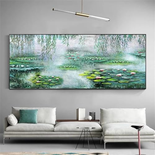 Peinture diamant 5D grand format contre le stress kit complet nénuphars 40x120