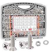 Twidec/1605PCS Nuts and Bolts Assortment Kit,Machine Screws,304 Stainless Steel Phillips Pan Head...
