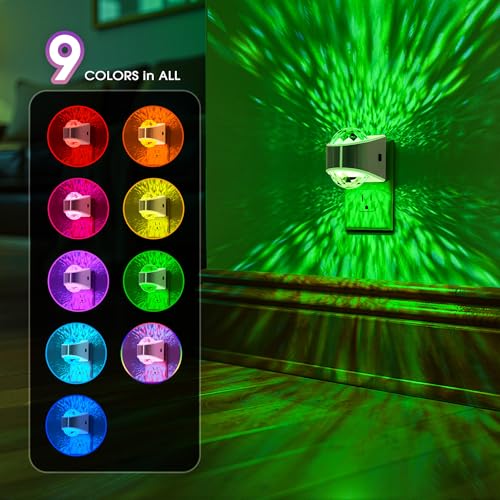 Image of Night Lights Plug into Wall, Star Projector for Bedroom, Silver Night Light Projector for Kids, 9-Color RGB Galaxy Nightlight with Dusk to Dawn Sensor for Bathroom, Home Gaming Room Decor Gifts