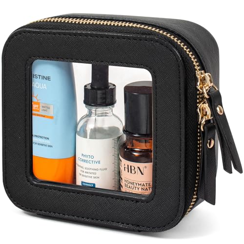 Image of Clear Sunscreen Makeup Bags,Small Makeup Bag for Purse,Mini Clear Makeup Pouch Purse Organizer Fit Carry-on Travel Essentials,Cute Cosmetic Bags Car Accessories for Women (Mini-Black)