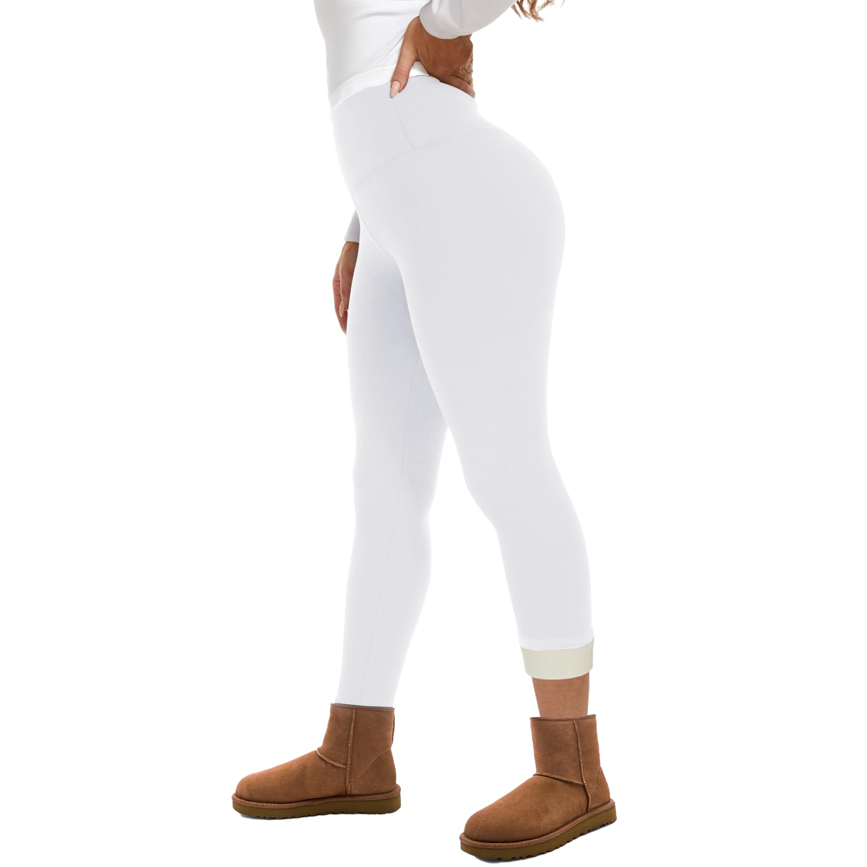 GAYHAY Fleece Lined Leggings for Women – Thick Winter Warm Thermal High Waisted Tummy Control Workout Yoga Pants White XX-Large