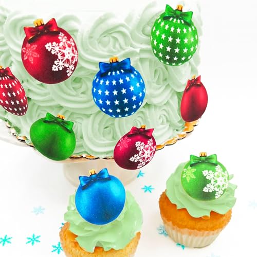 Sugar Robot Edible Wafer Paper Christmas Ornaments - Edible Cake Decorations - Cupcake Toppers - Cake Topper - Premium Crafted in USA - 24 Pcs Pack