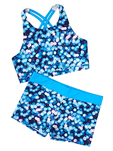 TTAO Little Kid Girls 2Pcs Active Set Sports Crop Top Bra with Boyshorts Gymnastics Clothes Bathing Suits3