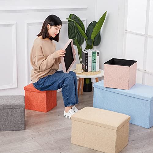Pouf rangement pliant et petit tabouret repose-pieds en lin