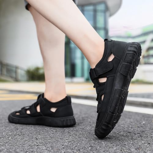 Men'S Hiking Sandals Comfortable Mesh Closed Toe Beach Sandals Non-Slip Slip-On Going Out Shoes 7