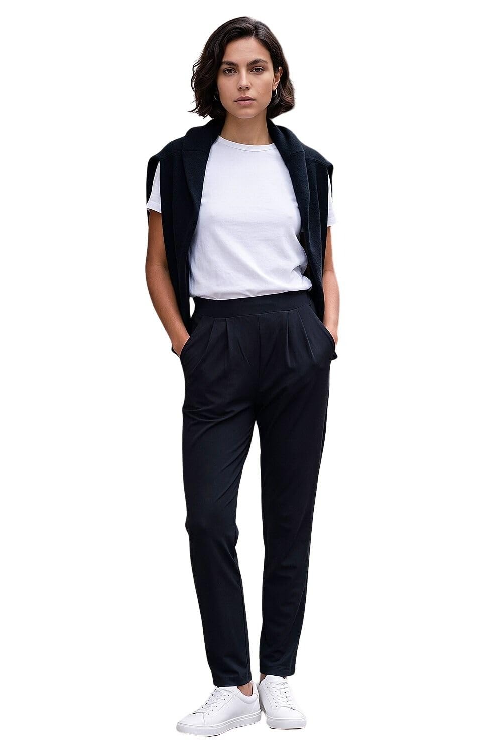 Roman Originals Women's Black Roman Harem Trousers For Uk Aladdin Ali Baba Jersey Stretch Pants Low Crotch Peg Pull On Office Casual Work Interview Tapered Narrow Boho Baggy Silky - Size 22