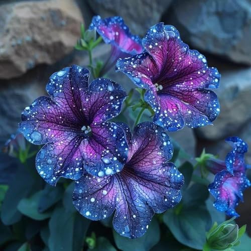 Night Sky Petunia Seeds - Multi-Color Galaxy Mix, 500+ Dwarf Wave Variety | Rare Non-GMO Heirloom Flower Seeds for Home Garden | Attracts Butterflies & Bees - 4