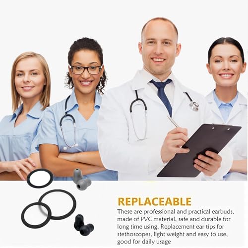 2 Paar Silikon-Stethoskop-Ohrstöpsel, Stethoskop Ersatzteile Ersatzmembranen Membran, Große und Kleine Suspensionsmembran+Anti-Rutsch-Ring-Set, Geeignet für Littmann Stethoskop Ersatzteile