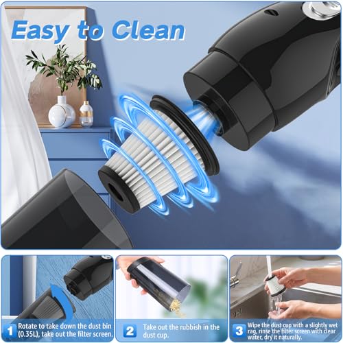 Image of Cordless Hand Held Vacuum Cleaner - Mini Portable Handheld Vacuum Cleaner Rechargeable with Strong Suction & Washable Filter, Suit for Cleaning Dust, Hair in Car