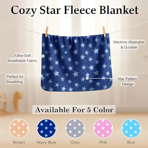 Image of GLUN Fleece Baby Blanket for Newborn, Pack of 2 Different Colours Pink & Navy Blue Combo, All-Season Blanket Ultrasoft Baby Blanket for Babies