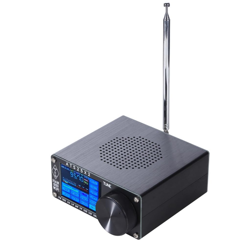 ATS25X2 Récepteur à Balayage de FM/LW/MW/SW/SSB à Bande Complète Récepteur Stéréo à Écran Tactile WiFi FM RDS APP Réseau en Alliage D'Aluminium Noir.