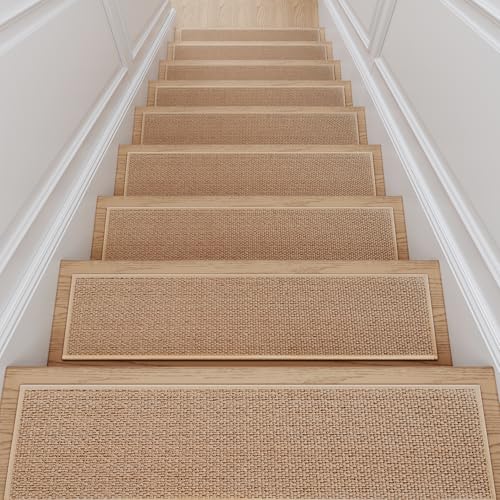 SIXHOME Alfombra Antideslizante de 20 x 76 cm (15 Unidades) Alfombras de Escalera con Goma Antideslizante Mascotas y Ancianos