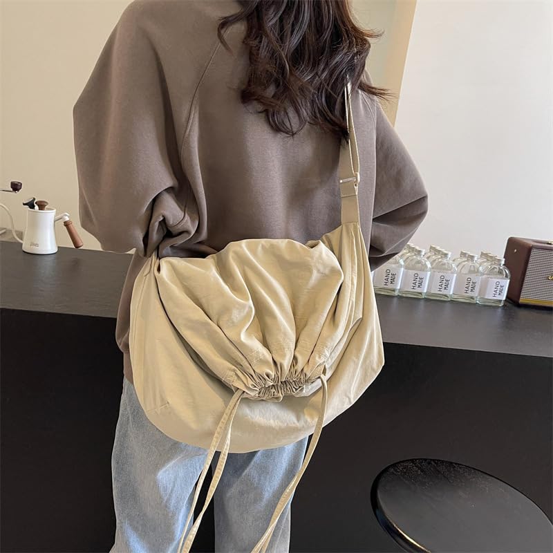 Women Drawstring Crossbody Bag Lightweight Shoulder Tote with Minimalist Design Fashion Handbag for Daily Casual Use2