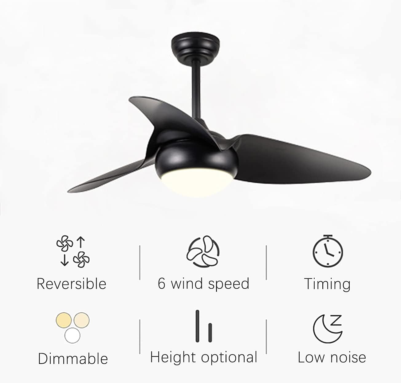 YUEGOO Ceiling Fans with Lights and Remote Ceiling Fans with Lamps,Silent in Lighting Ceiling Fan Lighting Dimmable Ceiling Fan with Lighting Led Light/White