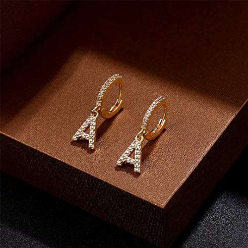 Initial Earrings For Girls Kids, 925 Sterling Silver Post 14K Gold Plated Small Huggie Hoop Earrings Letter A Initial Dangle Earrings Hypoallergenic Earrings For Women Toddler Girl Teen Jewelry Gifts #TOP5
