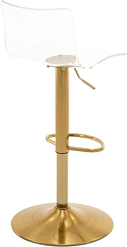 Miniatura 8 de Brage Living Taburetes de bar de acrílico con respaldo medio, juego de 2, taburetes de bar giratorios ajustables transparentes, sillas de bar de