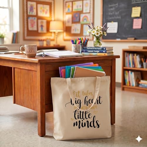 Image of CARAKNOTS Teacher Appreciation Gifts for Women, Ivory Teacher Tote Bag | End of Year Gift, Ivory Cotton Canvas Shoulder Bag with Pocket for Teacher Retirement, Graduation, Christmas