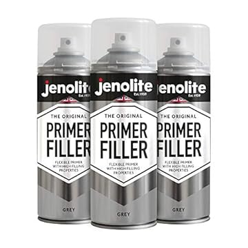 JENOLITE Primer Filler Spray Paint | GREY | High Fill Multi-Surface Primer Paint | Fills Small Dents & Scratches | Perfect For Car Bodywork, 3D Printer Models & More | 3 x 400ml