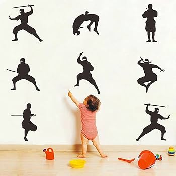 ANFRJJI Ninja Silhouette Wall Decals for Kids Room