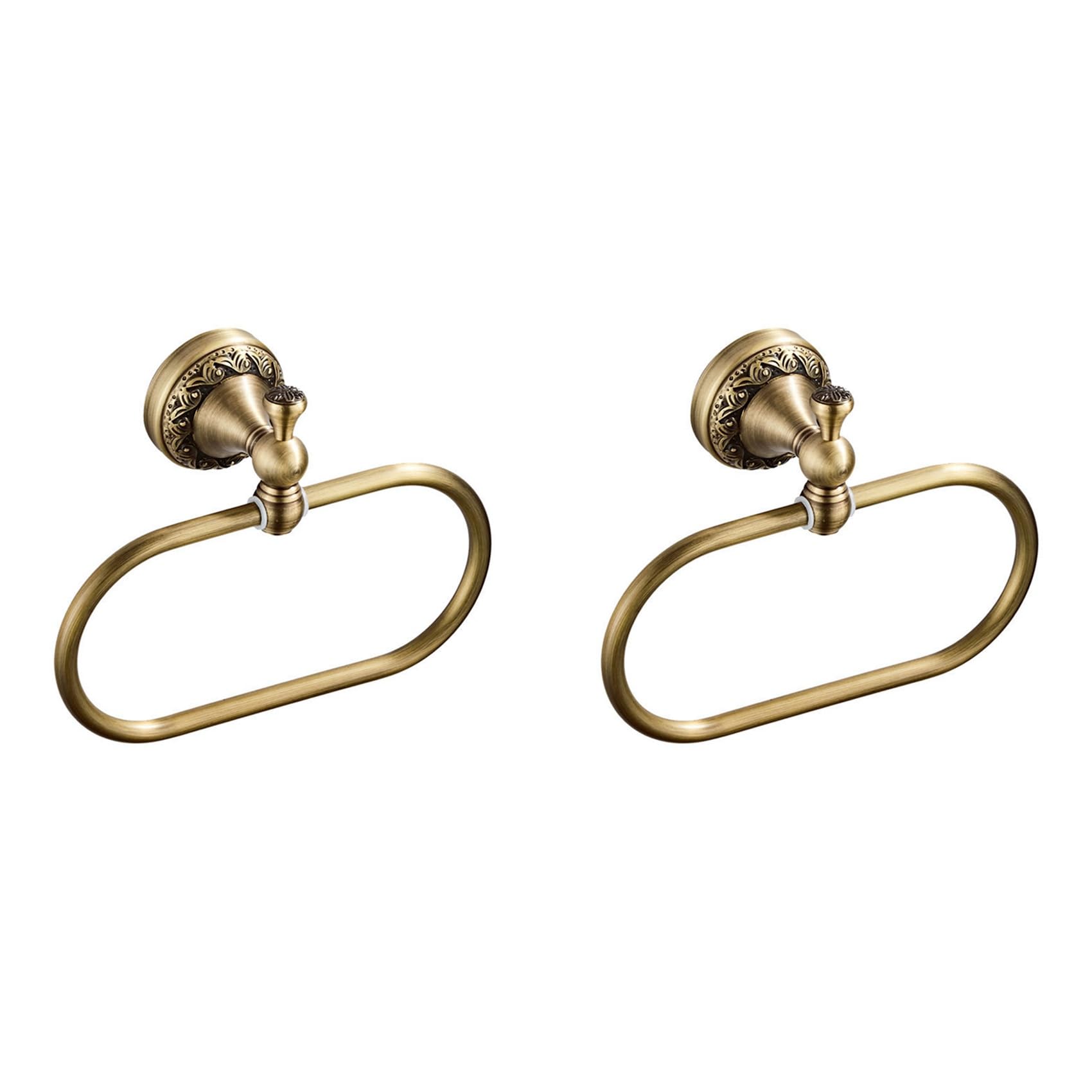 Hndhbfgrt 2X Oval Towel Ring Antique Brass Exquisite Pattern Carving Hanger Hand Towel Holder for Bathroom Kitchen Accessories