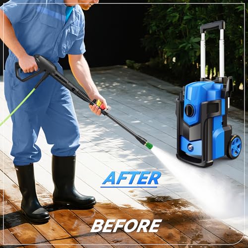 Electric Pressure Washer, 5000 PSI 4.0 GPM Heavy Duty Power Washer, with 4 Nozzles,Foam Cannon,33FT Hose Reel and 500ml Soap Bottle for Home/Cars(Blue) - Image 2