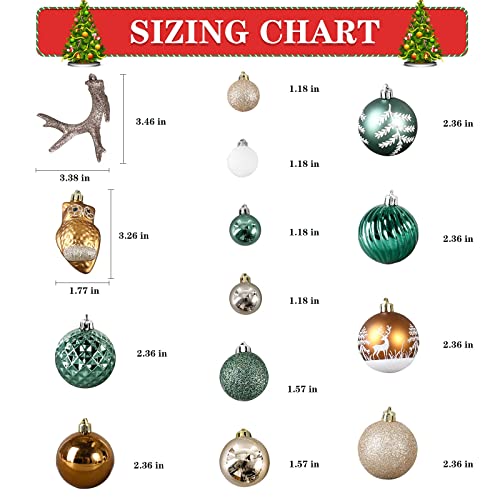 Christmas Ball Ornaments 94Pcs Shatterproof Xmas Decorative Hanging Ornaments With Reusable Hand-Help Gift Boxes Ideal For Holidays Party Decoration Tree Ornaments And Events (Gold&Green&White) #TOP3