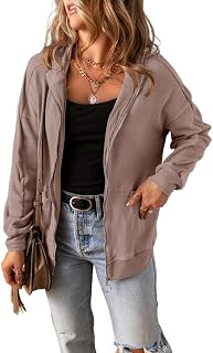 Womens Waffle Knit Shacket Boyfriend Shirt Jacket Zip Up Blouse Loose Fit Long Sleeve Tops