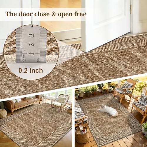 Tapete de yute 5x7 lavable para interior y exterior miniatura 6