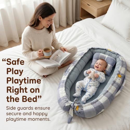 Image of StarAndDaisy Baby Nest /Sleeping Bed for New Born Boy & Girl Soft & Comfortable Baby Beddig Set for 0-12 Months /Foldable & Washable, Baby Sleeping Bag Set.