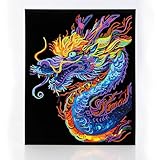 DIAMOND DOTZ 2594355 Original 5D Diamond Painting Set, Neon Drache, mit Neonfarben und Samt, DIY Diamant Malerei Bilder für Erwachsene und Kinder ab 12 Jahren, Intermediate