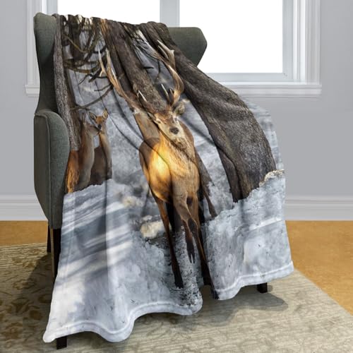 YISUMEI Decke 150x200cm Flauschige Kuscheldecke Weich Flanell Fleecedecke Wald schne Elch