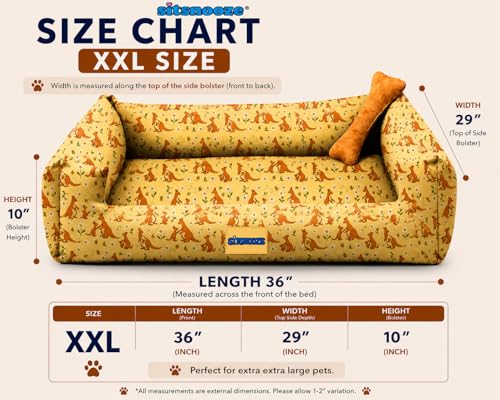 Image of SITSNOOZE XXL Dog Bed (30 to 45kg) for Doberman, Great Dane, Mastiff - Heavy Duty Orthopedic Pet Mattress, Waterproof Washable Big Sofa Lounger, Non-Slip Calming Cushion (Print 19, XXL)