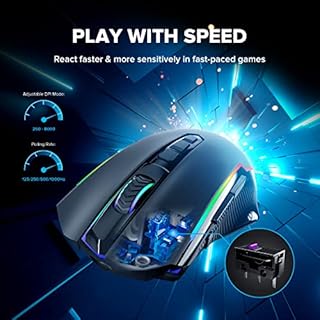 Redragon Gaming Mouse, Wireless Mouse Gaming with 8000 DPI, PC Gaming Mice with Fire Button, RGB Backlit Programmable Ergonomic Mouse Gamer, Rechargeable, 70Hrs for Windows, Mac Gamer, Black