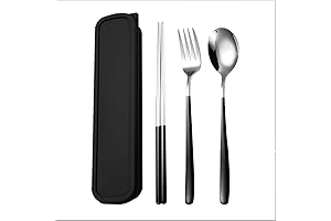 4-Piece Travel Utensil Set: Fork, Spoon, Chopsticks, Case