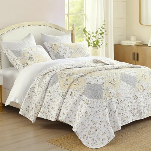 SahSahCasa 100 Cotton 120"x120" Oversized California King Bedspread Coverlet Quilt